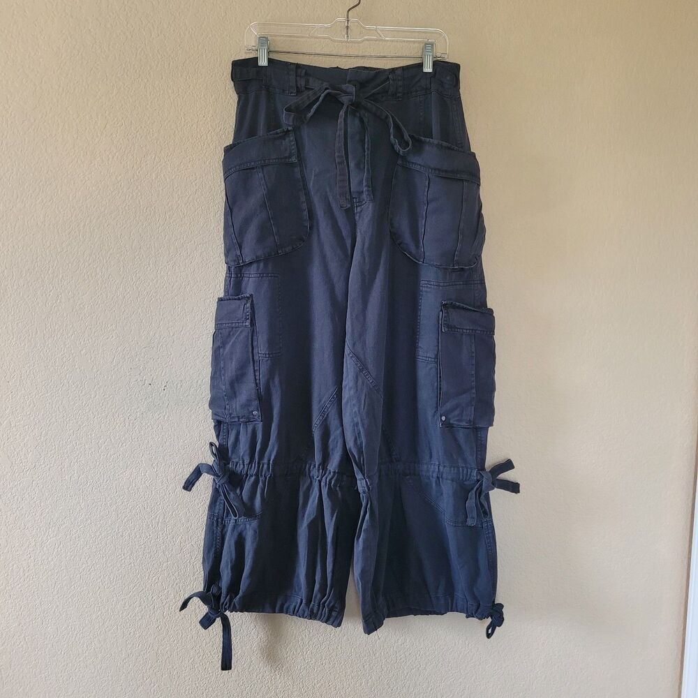 Free People Big Sky Parachute Cargo Cotton Linen Pants Medium Slouchy Gorpcore